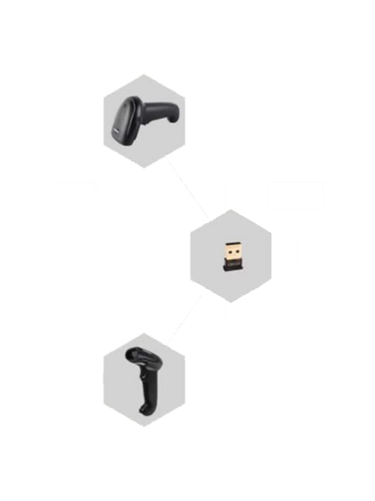 صورة ماسح الباركود KOOHII 2D Bluetooth مع موصل ، USB أسود ، قابس المملكة المتحدة